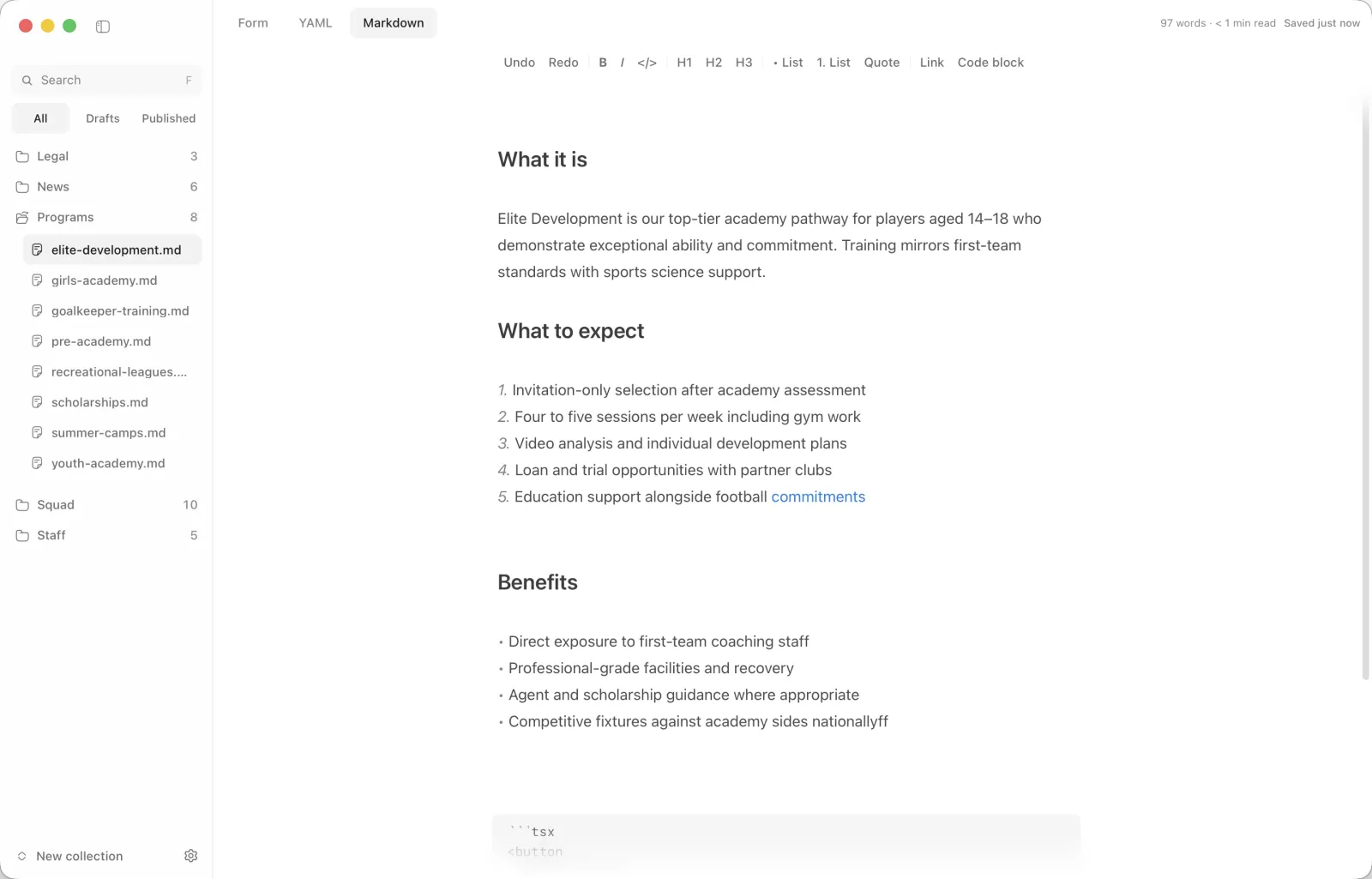Morrisson Markdown editor with formatting toolbar