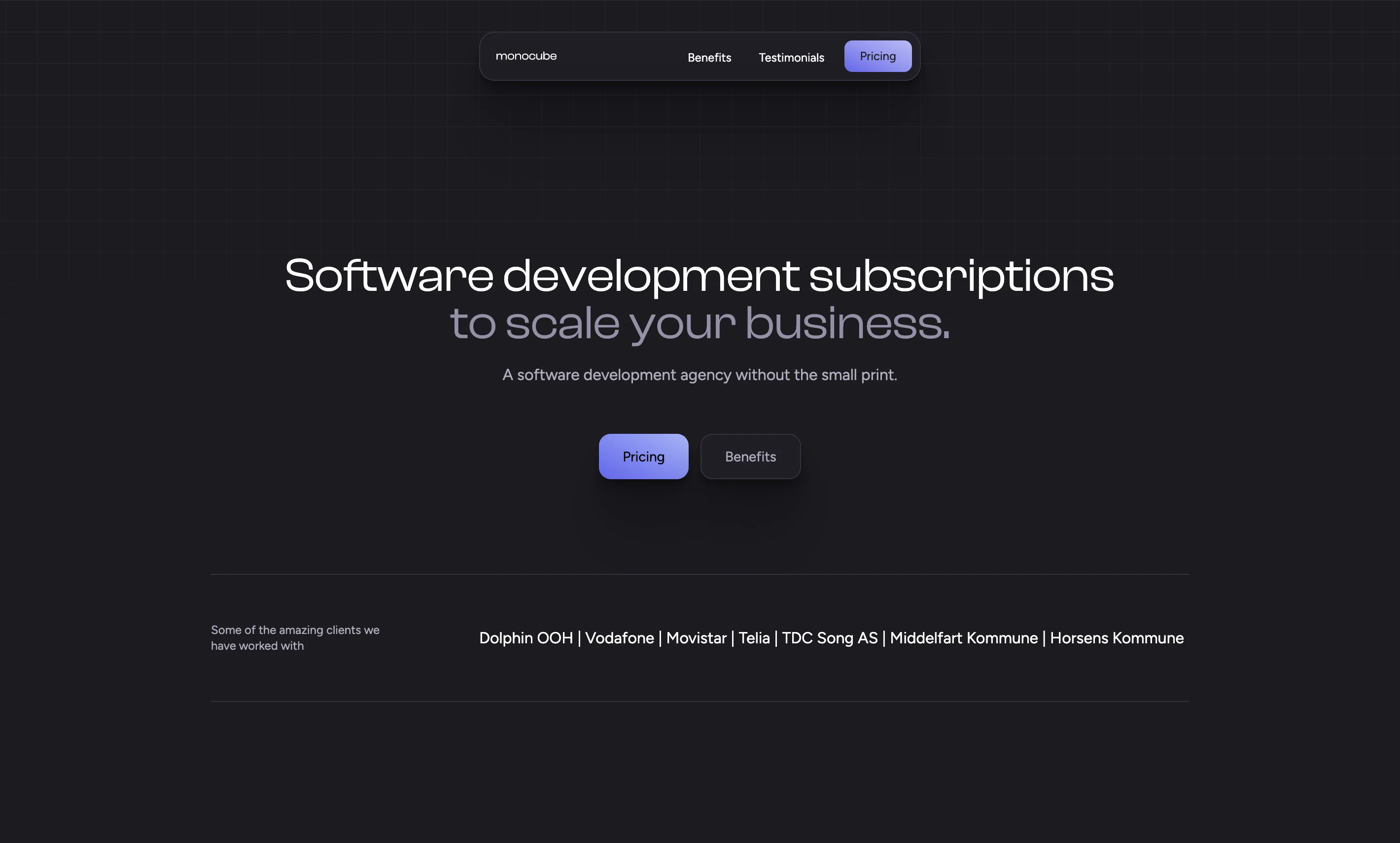 Monocube website preview