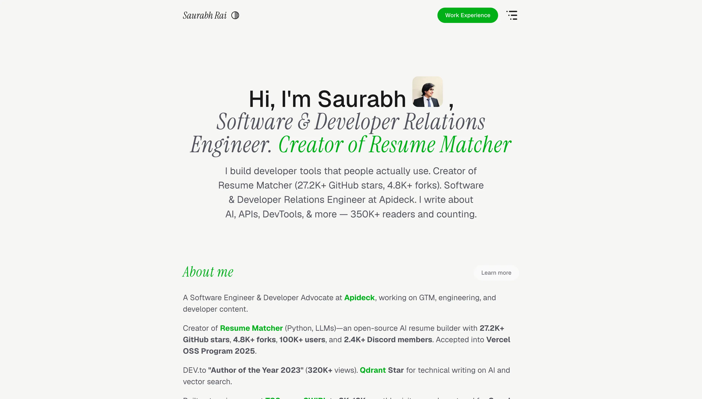 Saurabh website preview